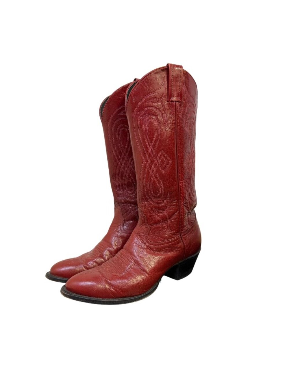 Tony Lama Red Leather Western Cowboy Boots Size 6.5
